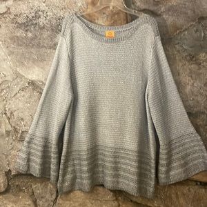 Ruby Rd. Size 3X Gray Bell Sleeve Sweater